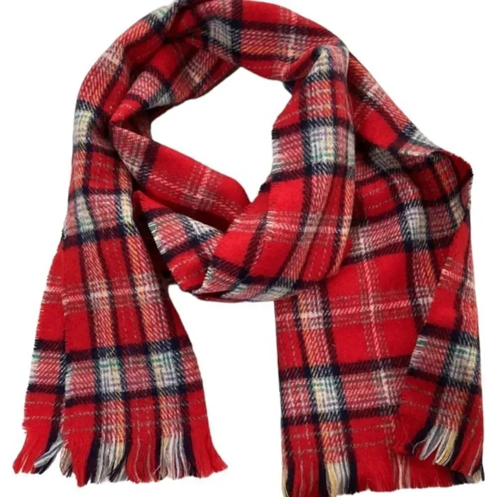 The Edinburgh woolen mills red plaid wool scarf